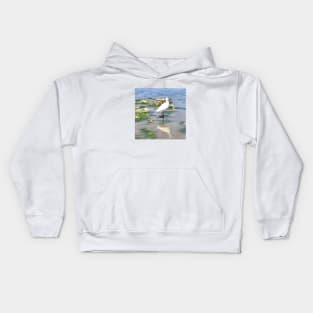 A Heron on the beach 2 Kids Hoodie